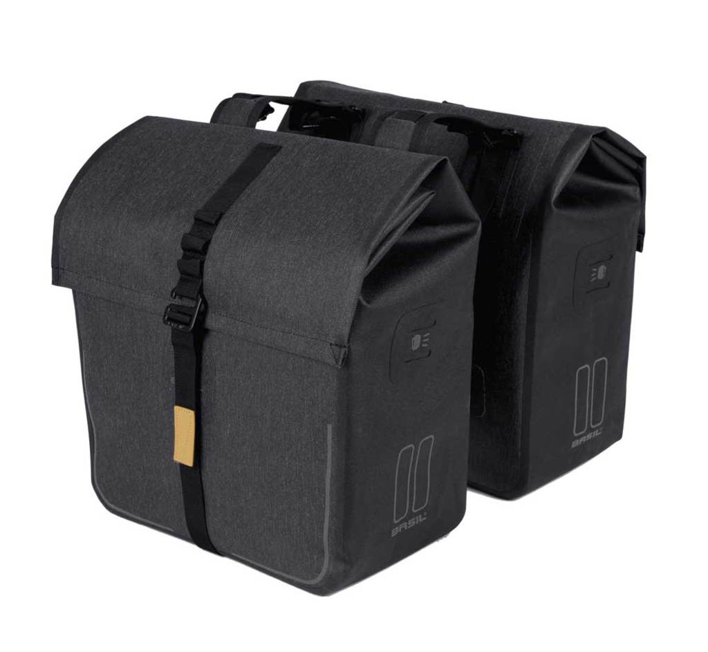 Dubbele-Fietstas-Basil-Urban-Dry-Charcoal-Melee-50-Liter Dubbele-Fietstas-Basil-Urban-Dry-Charcoal-Melee-50-Liter